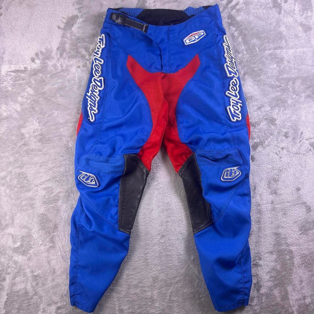 Troy Lee Designs TLD GP Off-Road Leather Knee Guard Motocross Pant Red/Blue S 32
